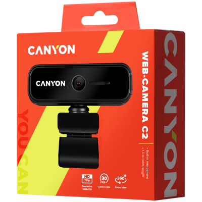 Уеб камера Canyon C2 HD 720P, Черна - CNE-HWC2 gallery image 3