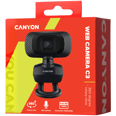 Уеб камера Canyon C3, Черна - CNE-CWC3N gallery image 2