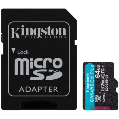 Карта памет 64GB microSDXC Kingston Canvas Go Plus Gen4 и SD Adapter, Черна - SDCG4/64GB gallery image 1