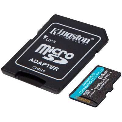 Карта памет 64GB microSDXC Kingston Canvas Go Plus Gen4 и SD Adapter, Черна - SDCG4/64GB gallery image 2