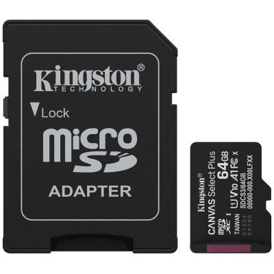 Карта памет 64GB SD Kingston Canvas Select Plus и SD адаптер, Черна - SDCS3/64GB gallery image 1