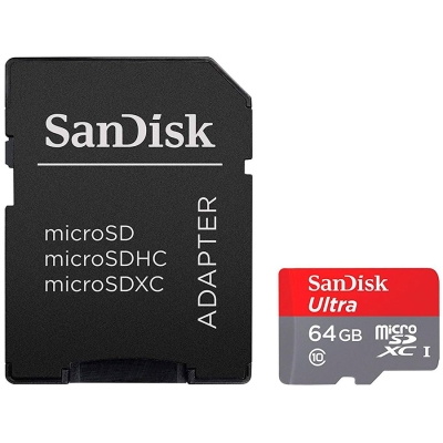 Карта памет 64GB microSDXC SanDisk и SD Adapter - SDSQQNR-064G-GN6IA