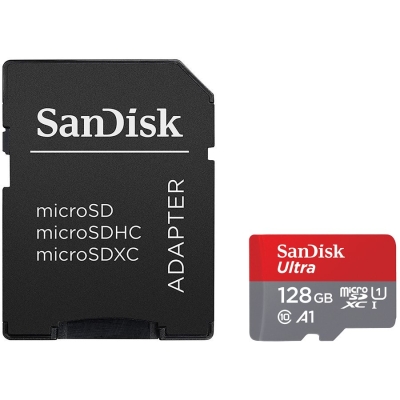 Карта памет 128GB microSDXC SanDisk Ultra и SD Adapter - SDSQUNR-128G-GN3MA