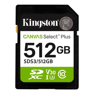 Карта памет 512GB SD Kingston Canvas Select Plus, Черна - SDS3/512GB gallery image 1