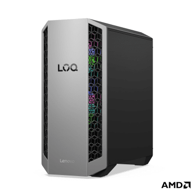 Настолен компютър Lenovo LOQ Tower 26ADR10, AMD Ryzen 7 8745HX, 32GB RAM, 1TB SSD, NVIDIA GeForce RTX 5060 Ti 8GB, Без ОС, Черен/Сив - 91DF005URM gallery image 1
