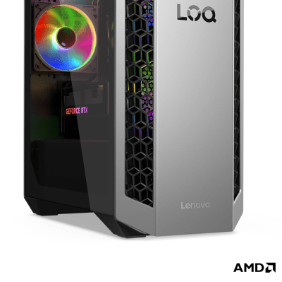 Настолен компютър Lenovo LOQ Tower 26ADR10, AMD Ryzen 7 8745HX, 32GB RAM, 1TB SSD, NVIDIA GeForce RTX 5060 Ti 8GB, Без ОС, Черен/Сив - 91DF005URM gallery image 11