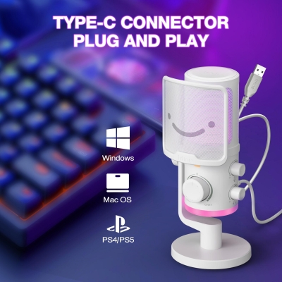 Микрофон Fifine AM6 RGB, Бял - AM6W gallery image 5
