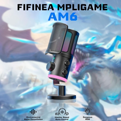 Микрофон Fifine AM6 RGB, Черен - AM6 gallery image 7