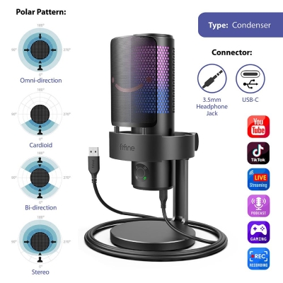 Микрофон Fifine A9 RGB, Черен - A9 gallery image 8