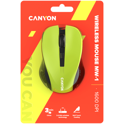 Безжична мишка Canyon MW-1 - CNE-CMSW1Y, Жълта gallery image 6