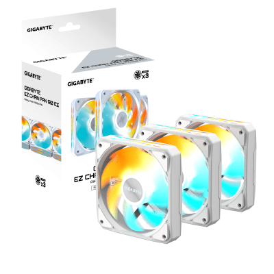 Комплект вентилатори 3-Pack GIGABYTE AORUS EZ CHAIN FAN 120 ICE - GP-GBT EZFAN1203 ICE gallery image 7