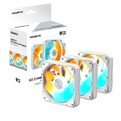 Комплект вентилатори GIGABYTE AORUS EZ CHAIN RVS FAN 120 ICE - GP-GBT EZRVSFAN1203 ICE gallery image 7
