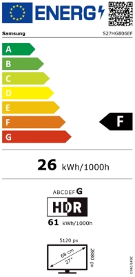 Монитор Samsung Odyssey G8 LS27HG806SU, 27", 5K (5120 x 2880), IPS, 180 Hz, 1 ms, Черен - LS27HG806EFXEN gallery image 10