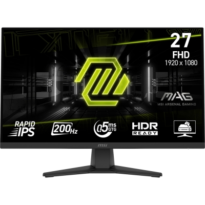 Монитор MSI MAG 272F, 27", Full HD (1920 x 1080), Rapid IPS, 200 Hz, 0.5 ms, Черен - 9S6-3CE51T-008 gallery image 1