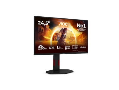 Монитор AOC 25G4ZR, 24.5", Full HD (1920 x 1080), Fast IPS, 260 Hz, 0.5 ms, Черен - 25G4ZR gallery image 2