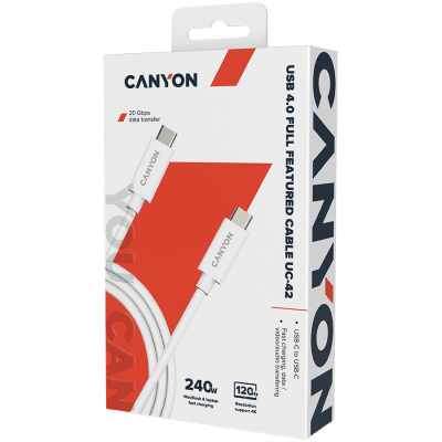 Кабел Canyon UC-42USB Type-C към USB Type-C, 2 m, Бял - CNS-USBC42W gallery image 2