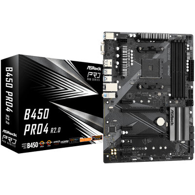 Дънна платка ASRock B450 Pro4 R2.0, ATX, AM4, DDR4 - B450 PRO4 R2.0 gallery image 1