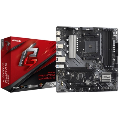 Дънна платка ASRock B550M Phantom Gaming 4, mATX, AM4, DDR4 - B550M PHANTOM GAMING 4 gallery image 1