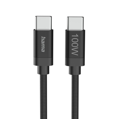 Кабел Hama Fabric USB Type-C към USB Type-C, Черен - Hama-201749 gallery image 1
