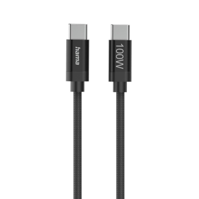 Кабел Hama Fabric USB Type-C към USB Type-C, Черен - Hama-201740 gallery image 1