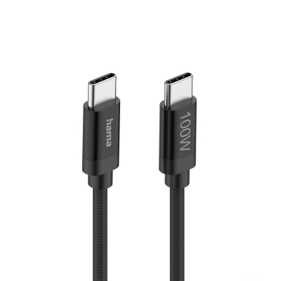 Кабел Hama Fabric USB Type-C към USB Type-C, Черен - Hama-201740 gallery image 2