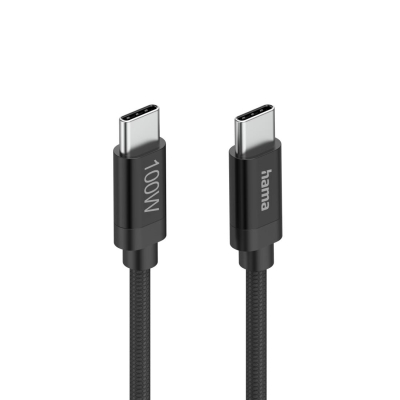 Кабел Hama Fabric USB Type-C към USB Type-C, Черен - Hama-201740 gallery image 3