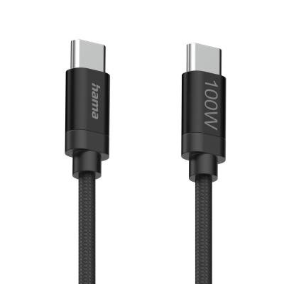 Кабел Hama Fabric USB Type-C към USB Type-C, Черен - Hama-201740 gallery image 5