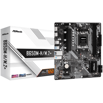 Дънна платка ASRock B650M-H/M.2+, mATX, AM5, DDR5 - B650M-H/M.2 PLUS gallery image 1