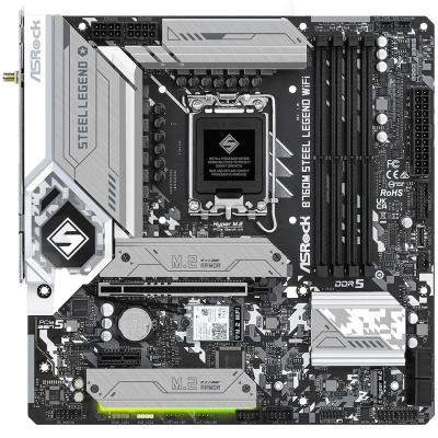 Дънна платка ASRock B760M Steel Legend WiFi, mATX, LGA1700, DDR5 - B760M STEEL LEGEND WIFI gallery image 2