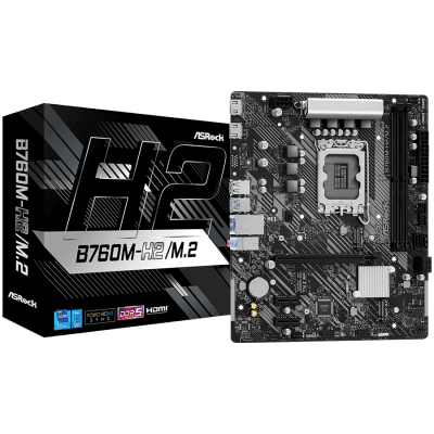 Дънна платка ASRock B760M-H2/M.2, mATX, LGA1700, DDR5 - B760M-H2/M.2 gallery image 1