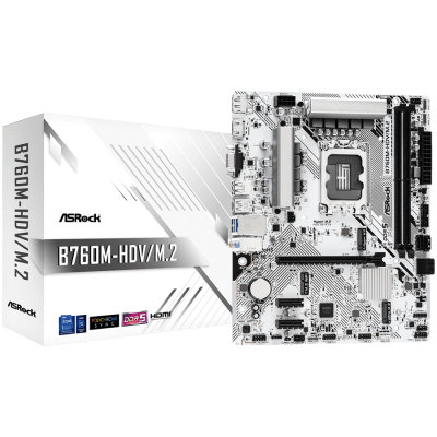 Дънна платка ASRock B760M-HDV/M.2, mATX, LGA1700, DDR5 - B760M-HDV/M.2 gallery image 1