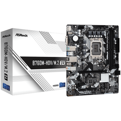 Дънна платка ASRock B760M-HDV/M.2 D4, mATX, LGA1700, DDR4 - B760M-HDV/M.2 D4 gallery image 1