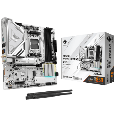 Дънна платка ASRock B850M Steel Legend WiFi, mATX, AM5, DDR5 - B850M STEEL LEGEND WIFI gallery image 1