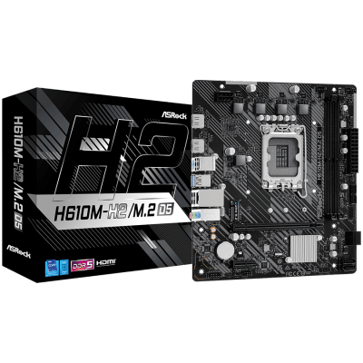 Дънна платка ASRock H610M-H2/M.2 D5, mATX, LGA1700, DDR5 - H610M-H2/M.2 D5 gallery image 1