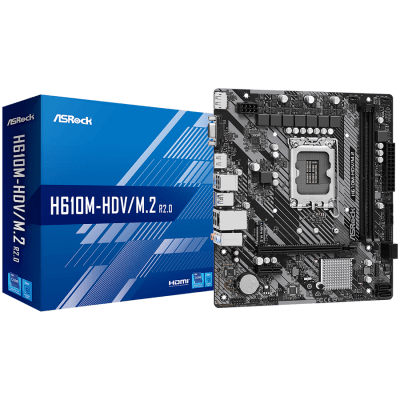 Дънна платка ASRock H610M-HDV/M.2, mATX, LGA1700, DDR4 - H610M-HDV/M.2 R2.0 gallery image 1