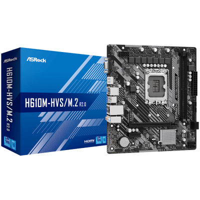 Дънна платка ASRock H610M-HVS/M.2 R2.0, mATX, LGA1700, DDR4 - H610M-HVS/M.2 R2.0 gallery image 1