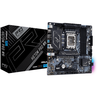 Дънна платка ASRock H670M Pro RS, mATX, LGA1700, DDR4 - H670M PRO RS gallery image 1