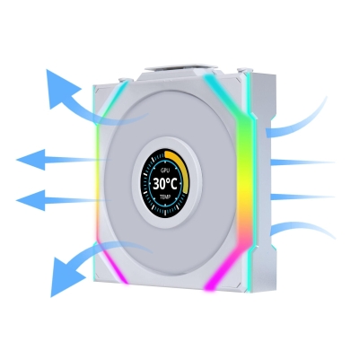 Вентилатор Lian Li UNI FAN SL Wireless LCD Reverse Blade, Бял - G99.12RSLLCD1W1W.00 gallery image 2