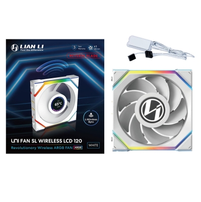 Вентилатор Lian Li UNI FAN SL Wireless LCD Reverse Blade, Бял - G99.12RSLLCD1W1W.00 gallery image 7