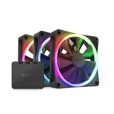 Комплект вентилатори NZXT F120 RGB с RGB контролер - RF-R12TF-B1 gallery image 1