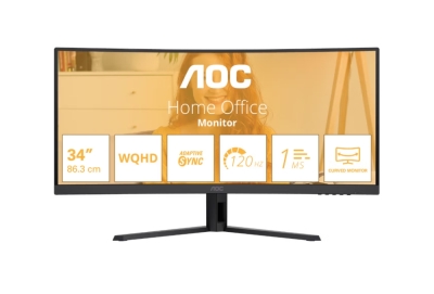 Монитор AOC CU34B3E, 34", UWQHD (3440 x 1440), VA, 120 Hz, 1 ms, Черен - CU34B3E gallery image 1