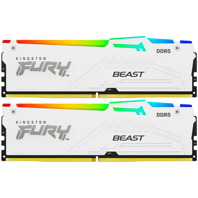 Памет 2x16GB DDR5 6000 Kingston FURY Beast White RGB - KF560C36BWE2AK2-32