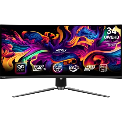 Монитор MSI MPG 341CQPX QD-OLED, 34", UWQHD (3440 x 1440), QD-OLED, 240 Hz, 0.03 ms, Черен - 9S6-3DD04T-035 gallery image 1