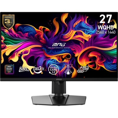 Монитор MSI MPG 271QR QD-OLED X50, 26.5", QHD (2560 x 1440), QD-OLED, 500 Hz, 0.03 ms, Черен - 9S6-3CF49T-001 gallery image 1