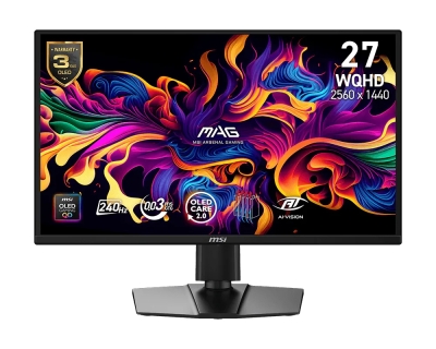 Монитор MSI MAG 272QP QD-OLED X24, 26.5", QHD (2560 x 1440), QD-OLED, 240 Hz, 0.03 ms, Черен - 9S6-3CF89A-001 gallery image 1