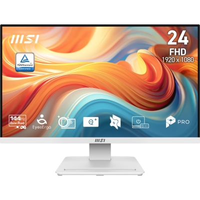 Монитор MSI PRO MP241W E14V, 23.8", Full HD (1920 x 1080), VA, 144 Hz, 1 ms, Бял - 9S6-3PE1CH-027 gallery image 1