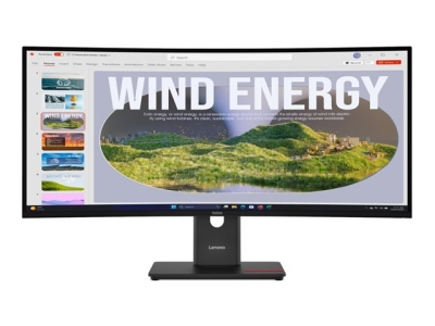 Монитор Lenovo ThinkVision T34WD-40, 34", UWQHD (3440 x 1440), VA, 120 Hz, 4 ms, Черен - 64AEGAT1EU gallery image 1