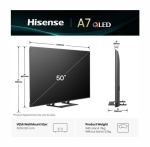 Телевизор Hisense 50" A7Q, 4K Ultra HD 3840x2160, QLED, FALD, Quantum Dot, HDR 10+, HLG, Dolby Vision, Dolby Atmos, Smart TV, WiFi 5GHz, WiFi Direct, BT, Anyview Cast, 3xHDMI, 2xUSB, LAN, CI+, DVB-T2/C/S2, Black