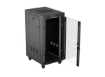Комуникационен шкаф Lanberg Rack Cabinet 19" Free-Standing 24U/600X800 (FlAT Pack) With Glass Door LCD Black V2