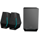 Edifier G1500 MAX 2.1 Audio System, BT V5.3, USB, AUX, 2.5-inch Drivers, 4-inch Subwoofer, RGB Lighting, 30W (RMS), Black